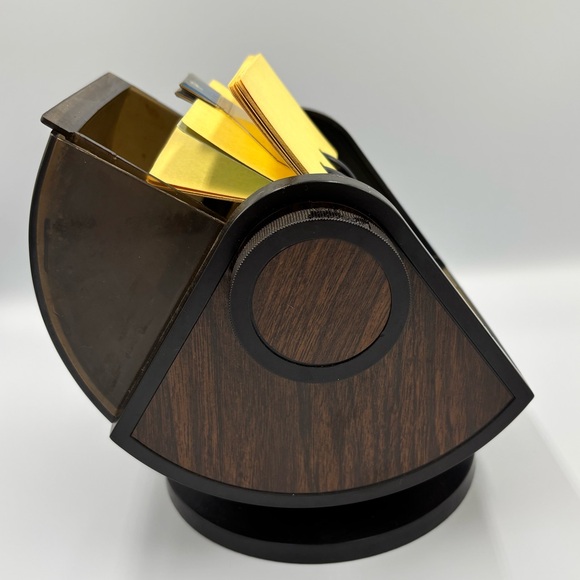 Vintage Rolodex Faux Wood Large Round File Index Cards Swivel Rotary Made in USA - Picture 4 of 9
